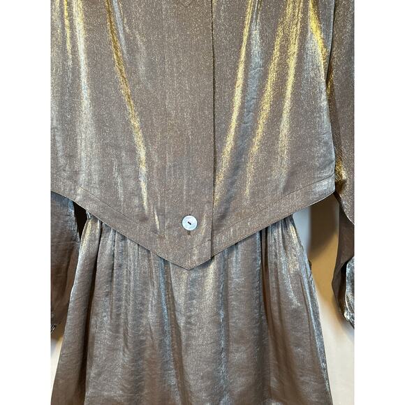 PIZAZZ Gold Brown Metallic Jacket S Y2K 90’s Romantic Goth Couture Streetwear - Picture 8 of 16